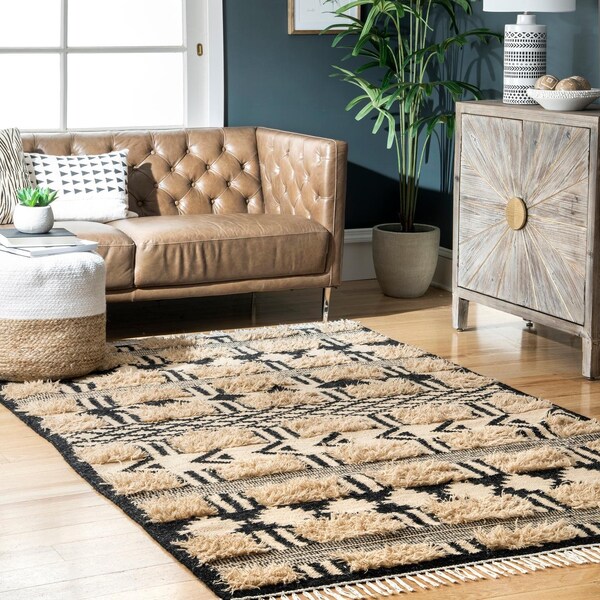 Nuloom Marianna Shaggy Tribal Stripes Area Rug 5ft x 8ft SPMO10A508 Zoro
